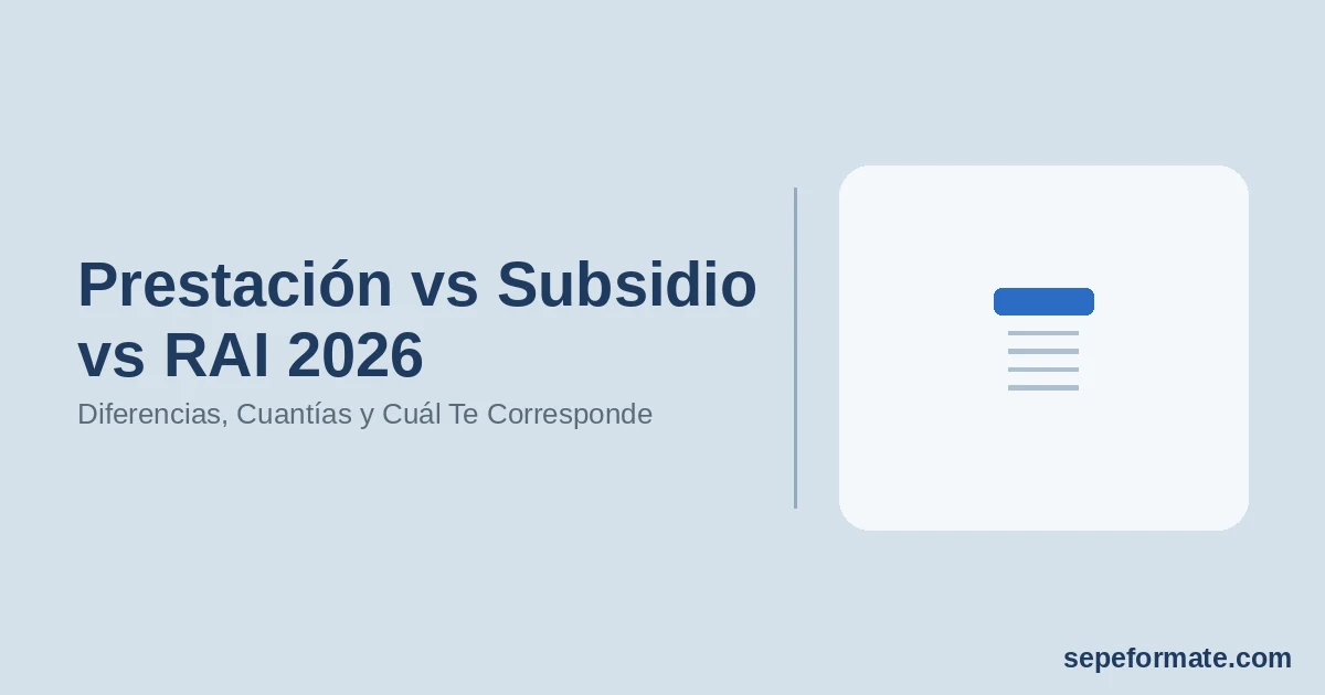 Prestación vs Subsidio vs RAI 2026 - Diferencias, Cuantías y Cuál Te Corresponde | SEPEformate.com