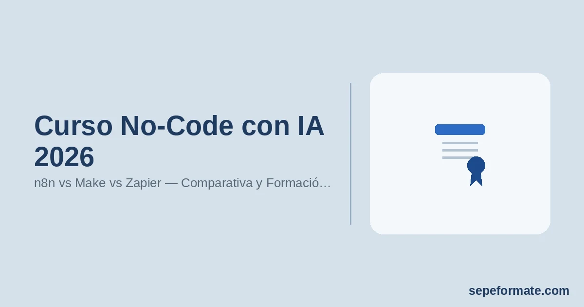 Curso No-Code con IA 2026: n8n vs Make vs Zapier — Comparativa y Formación FUNDAE [Guía Completa]