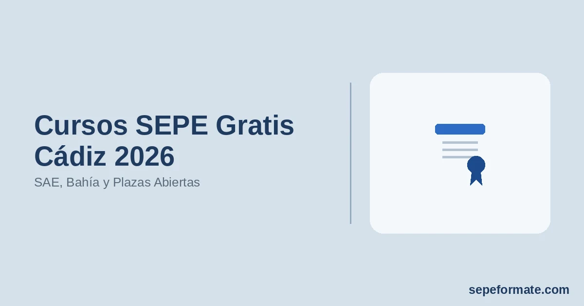 Cursos SEPE Gratis Cádiz 2026: SAE, Bahía y Plazas Abiertas